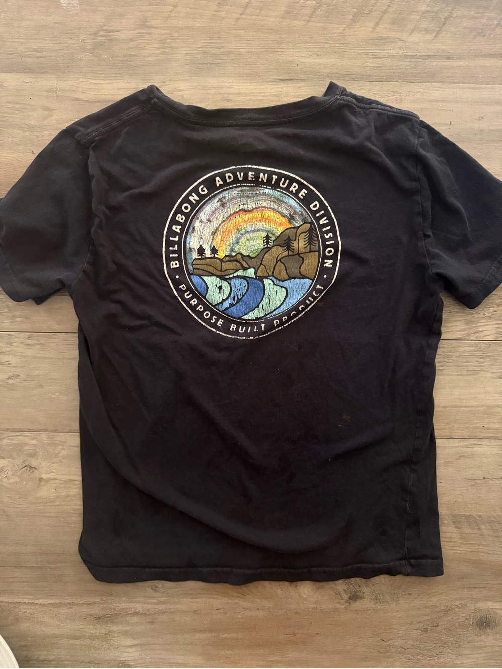 Billabong Men’s Black Swim Tee with Multicolor Adventure Graphic